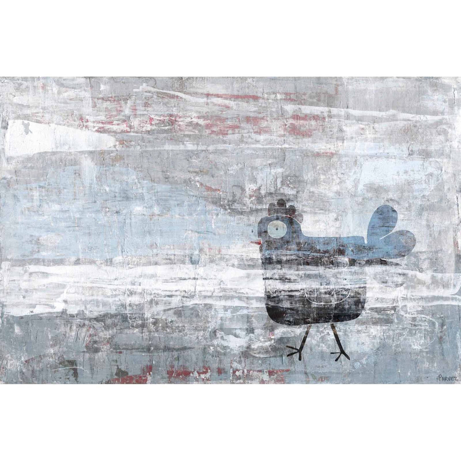 "Hazy Hen" Painting Print on Wrapped Canvas
