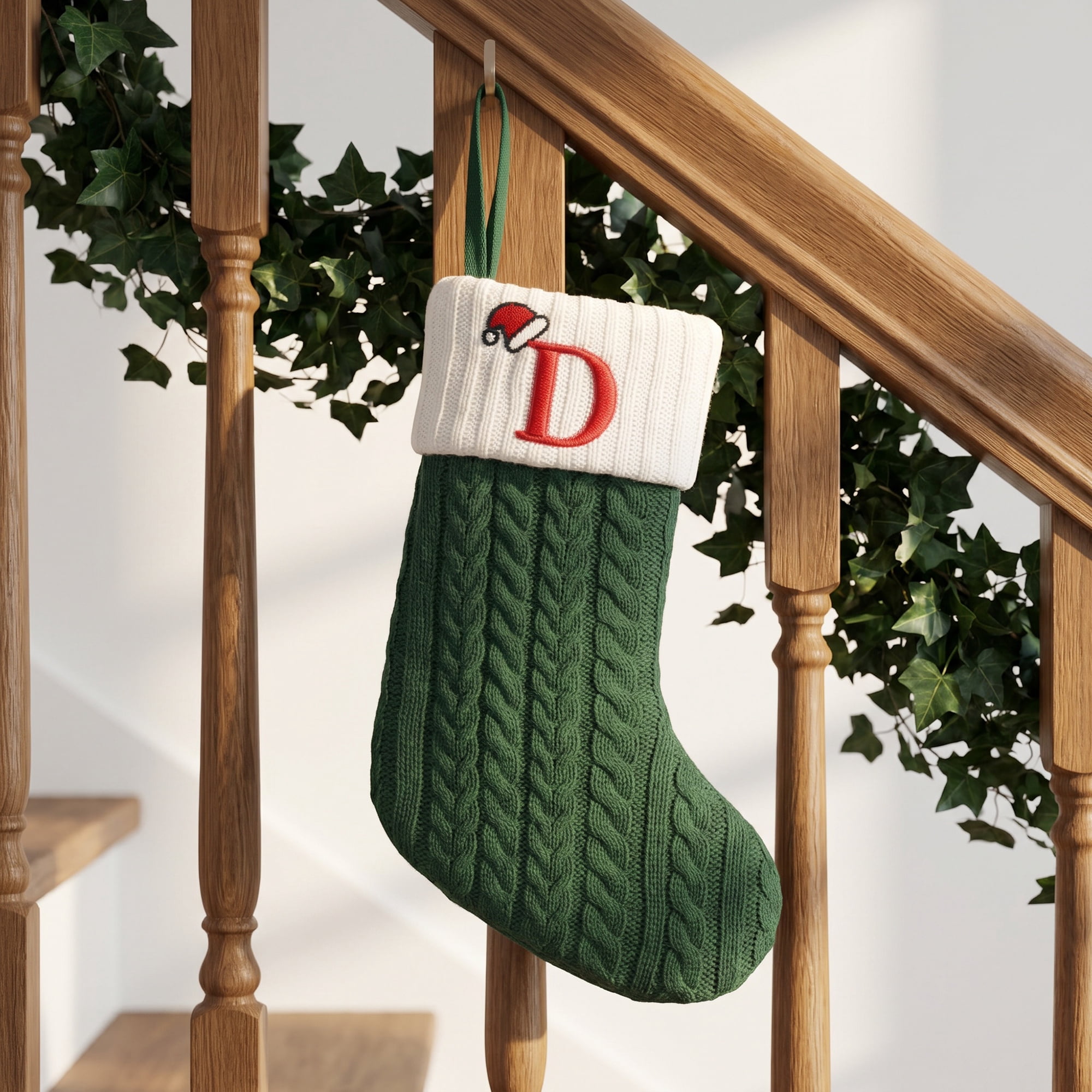 Unique Bargains Christmas Luxury Grand Hearth Accent Stocking Green Letter D 8"