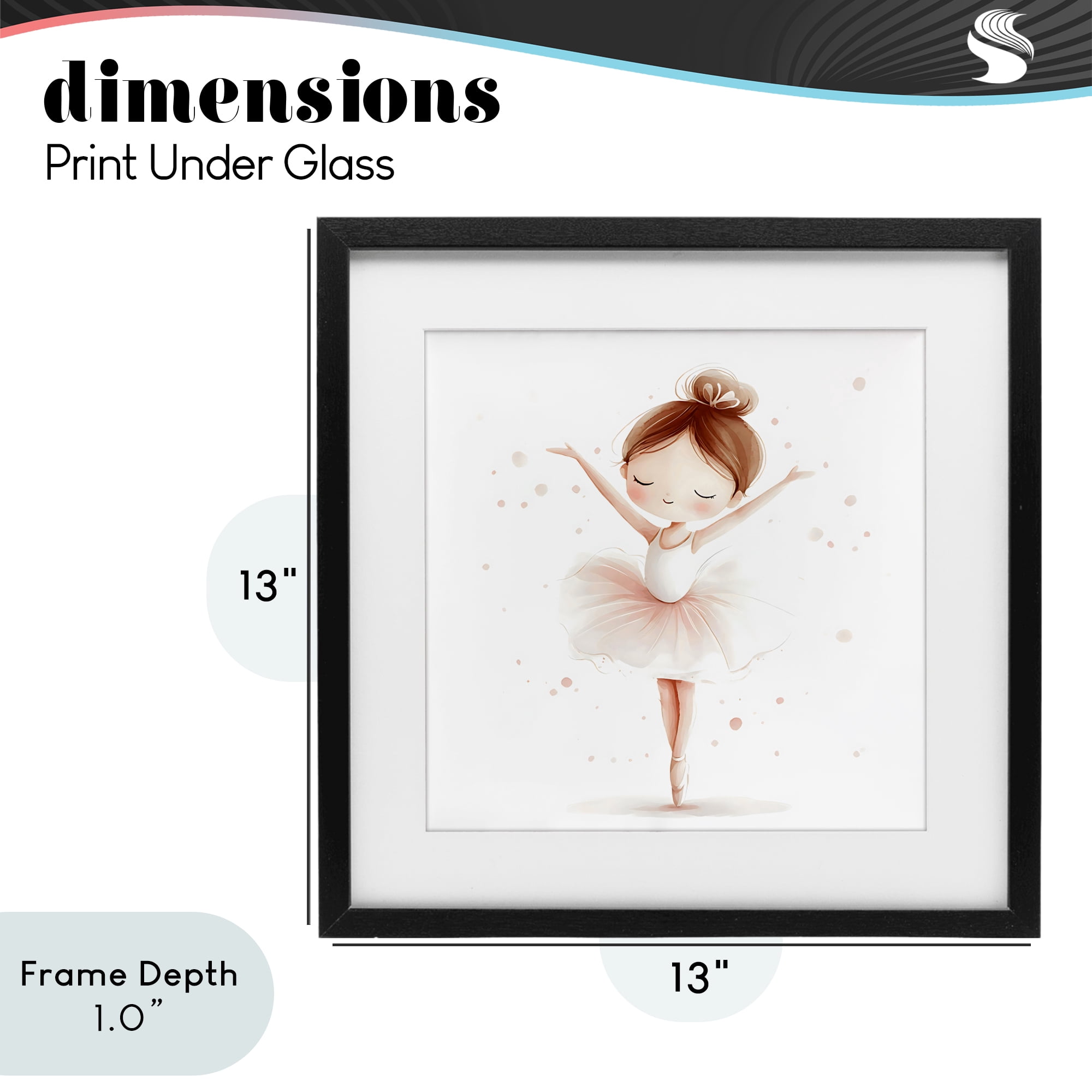 Stupell Industries Delicate Little Ballerina Girl Black Framed Print Under Glass, design by Creative Studio