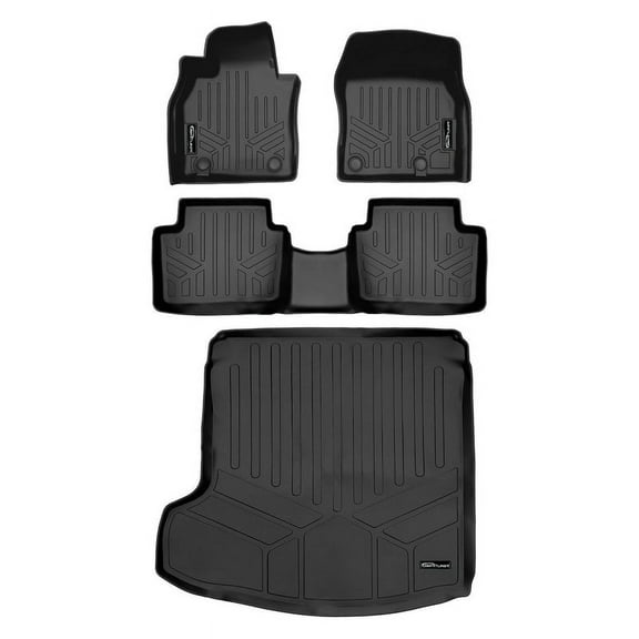 SMARTLINER Custom Fit All Weather 2 Row Floor Mats & Cargo Liner Set Black Compatible With 2019-2023 Mazda 3 (Only Fits FWD Sedan Models)