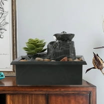 Tabletop Fountain under $5! Yannianjz Tabletop Fountain with LED Lights, Indoor Water Feature with Natural Stones, USB Powered Relaxing Zen Waterfall for Home Office Desk Decor