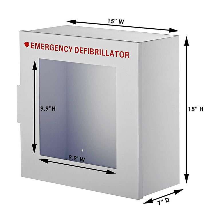 Adirmed Armadio Per Defibrillatore AED, Rosso, Acciaio, 38x38x18 Cm, Senza Allarme, Montaggio A Parete