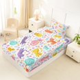 thumbnail image 5 of Manfei Funny Cat Kitten Twin Sheets, Cute Floral Blossom Bedding, White Pink, 3pcs, 1 Flat Sheet, 1 Fitted Sheet and 1 Pillowcase, 5 of 6