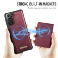 thumbnail image 2 of Case For Samsung Galaxy S22+ 5G RFID Blocking Compatible With MagSafe Detachable 2 In 1 Wallet With Card Holder,PU Leather Case,  Holder Kickstand Magnetic Protective Women Men Cover,Wine red, 2 of 11