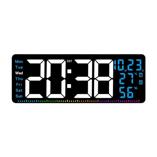 Reloj de pared digital práctico con calendario para sala de estar, dormitorio interior Azul