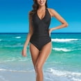 thumbnail image 6 of Sngxgn Women's Ribbed Swimsuit Tie Side Bathing Suits Ladies Swimwear(Black,XL), 6 of 8
