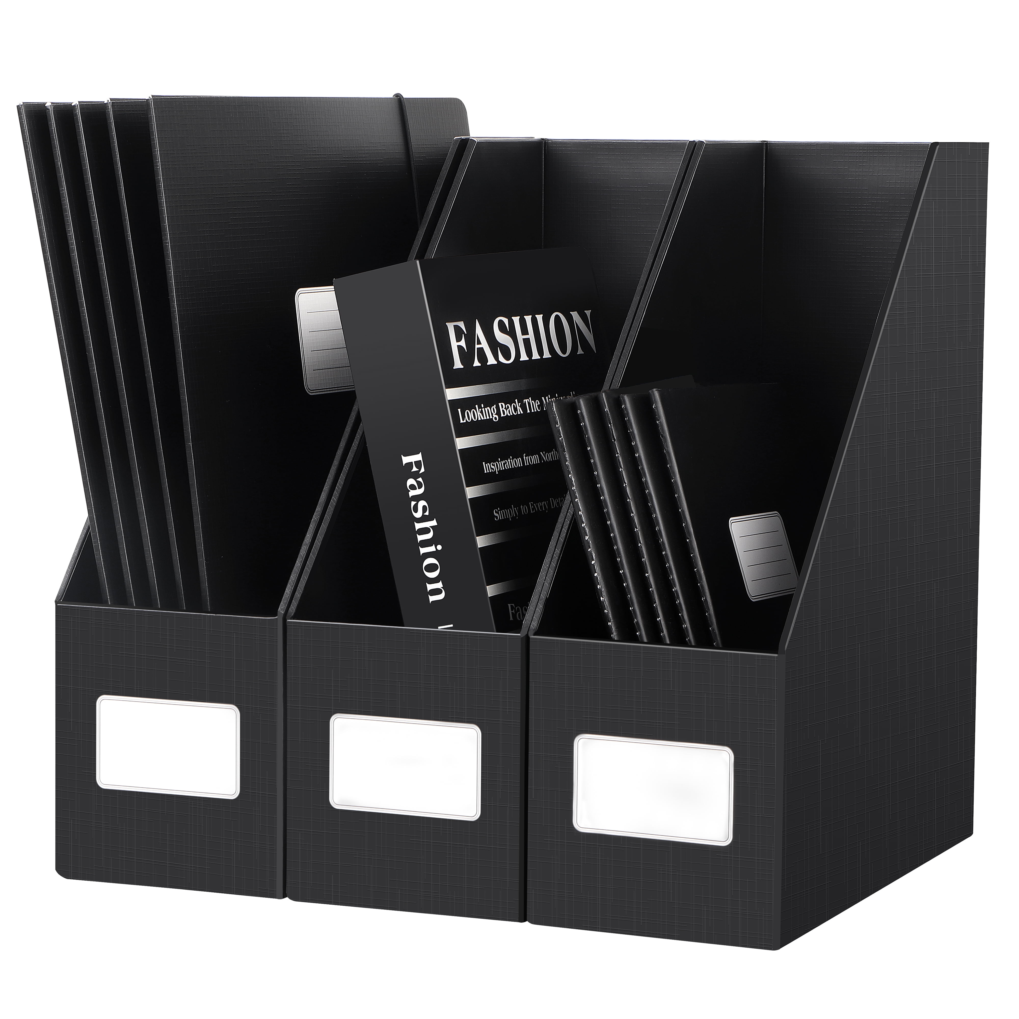 JiaWei World Magazine File Holder 3 Pack, Foldable Magazine Rack, 12.2ˣ 10ˣ 4.1 inches Cardboard