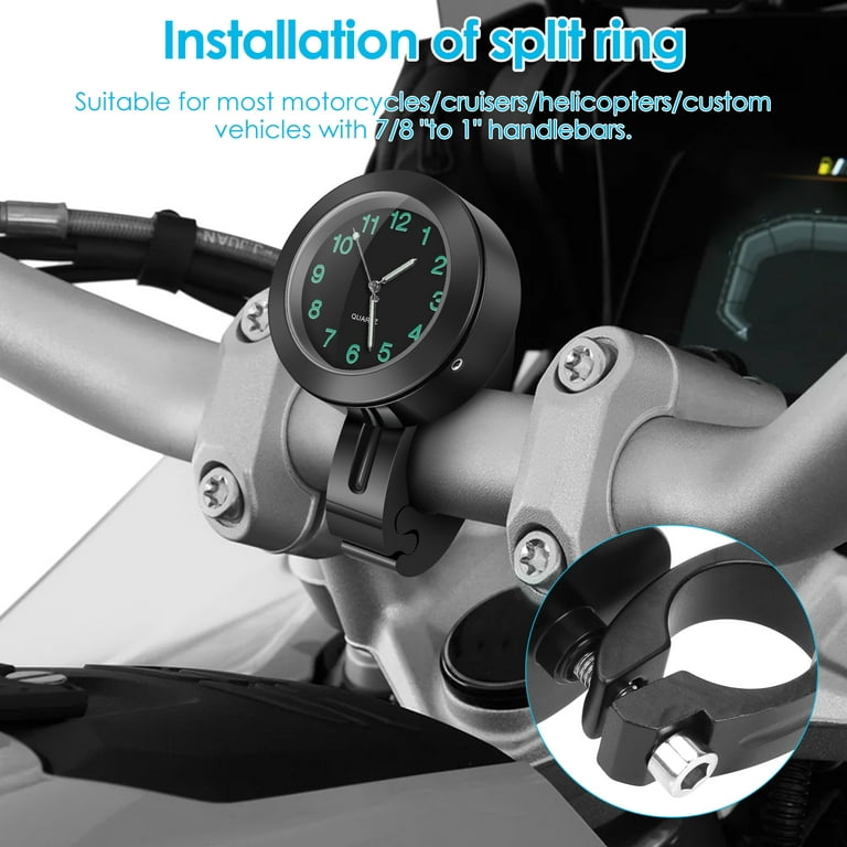 Retrok Motorcycle Handlebar Clock Waterproof Motorbike Handlebar Watch  Heavy-Duty Aluminum Alloy Handlebar Clock Luminous Dial Motorcycle Clock  for