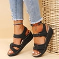 thumbnail image 2 of CAIXIA Cute Sandals For Women Women's Hook and Loop Strap Casual Sandals with Mid Heel Comfortable Walking Footwear for Ladies and Girls,Black, 2 of 8