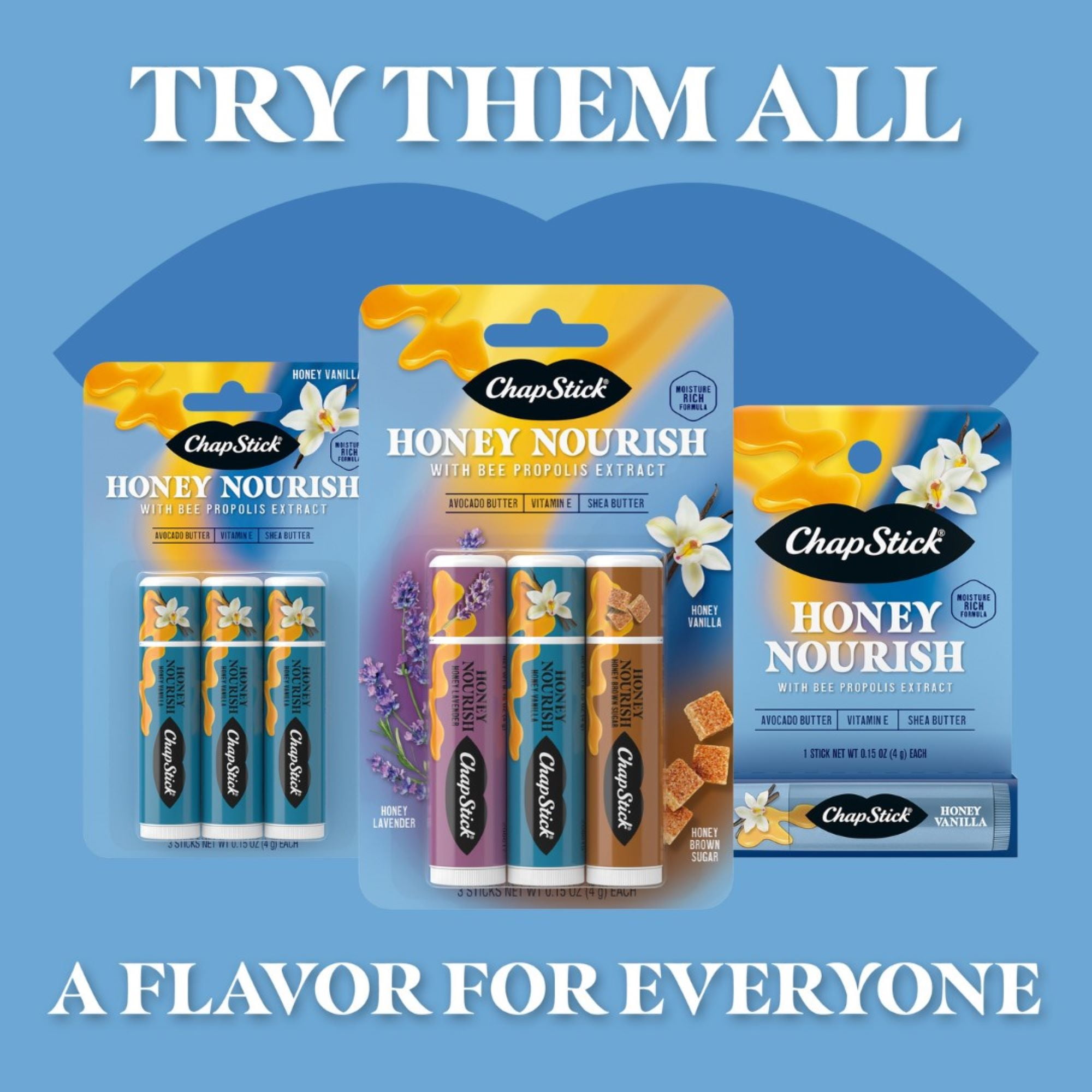 (2 pack) ChapStick Lip Balm Honey Nourish, Moisturizing Formula with Shea Butter, Avocado Butter, Bee Propolis Extract & Vitamin E, 0.15 oz