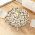 thumbnail image 4 of Vintage Beige Floral Round Tablecloth,60 Inch,Stain Resistant Waterproof Table Cover for Dining Room Kitchen Party Decor, 4 of 7