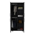 thumbnail image 7 of Xukmct 4 Doors Clothes Storage Cabinet with 6 Shelves and 2 Hanging, 70" Tall Armoire for Bedroom, Living Room, Black, 7 of 7