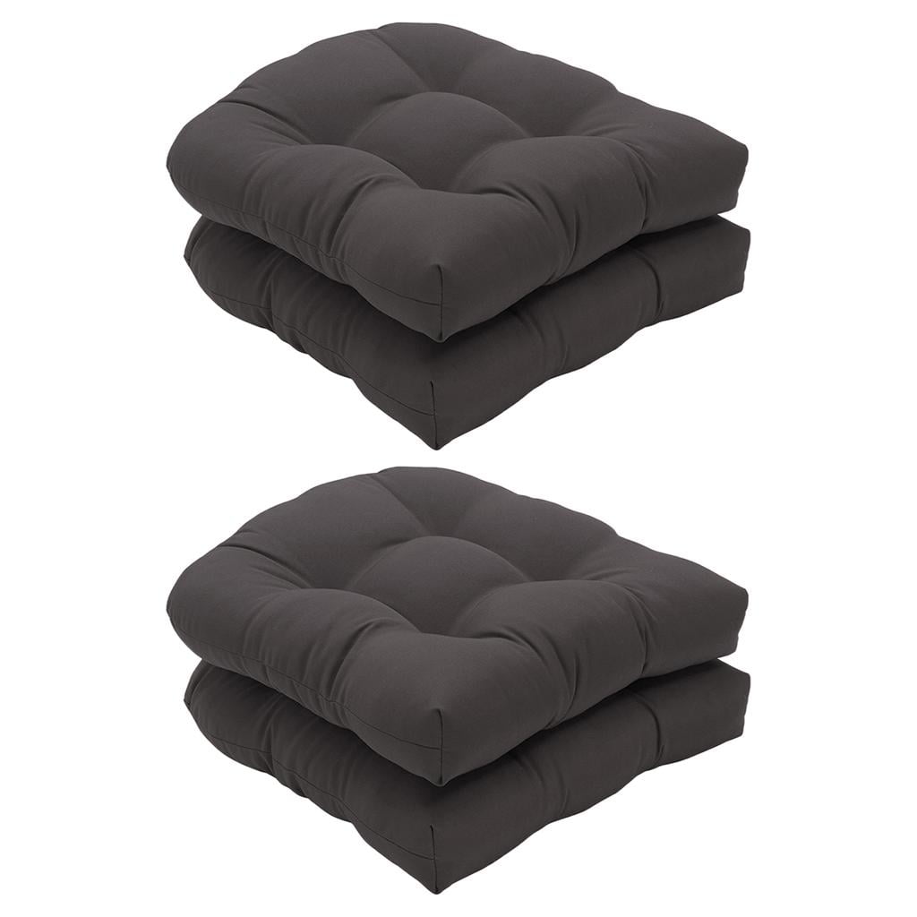 Choose Size Outdoor Solid Black Tufted Patio Chair Cushions Set of 4 Indoor 