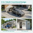 thumbnail image 6 of MOALCOFER 12x25 FT Metal Carport with Storage Shed, Heavy Duty All-Weather Car Shelter with Lockable Side Shed, Outdoor Garage for Vehicles & Equipment, White, 6 of 9