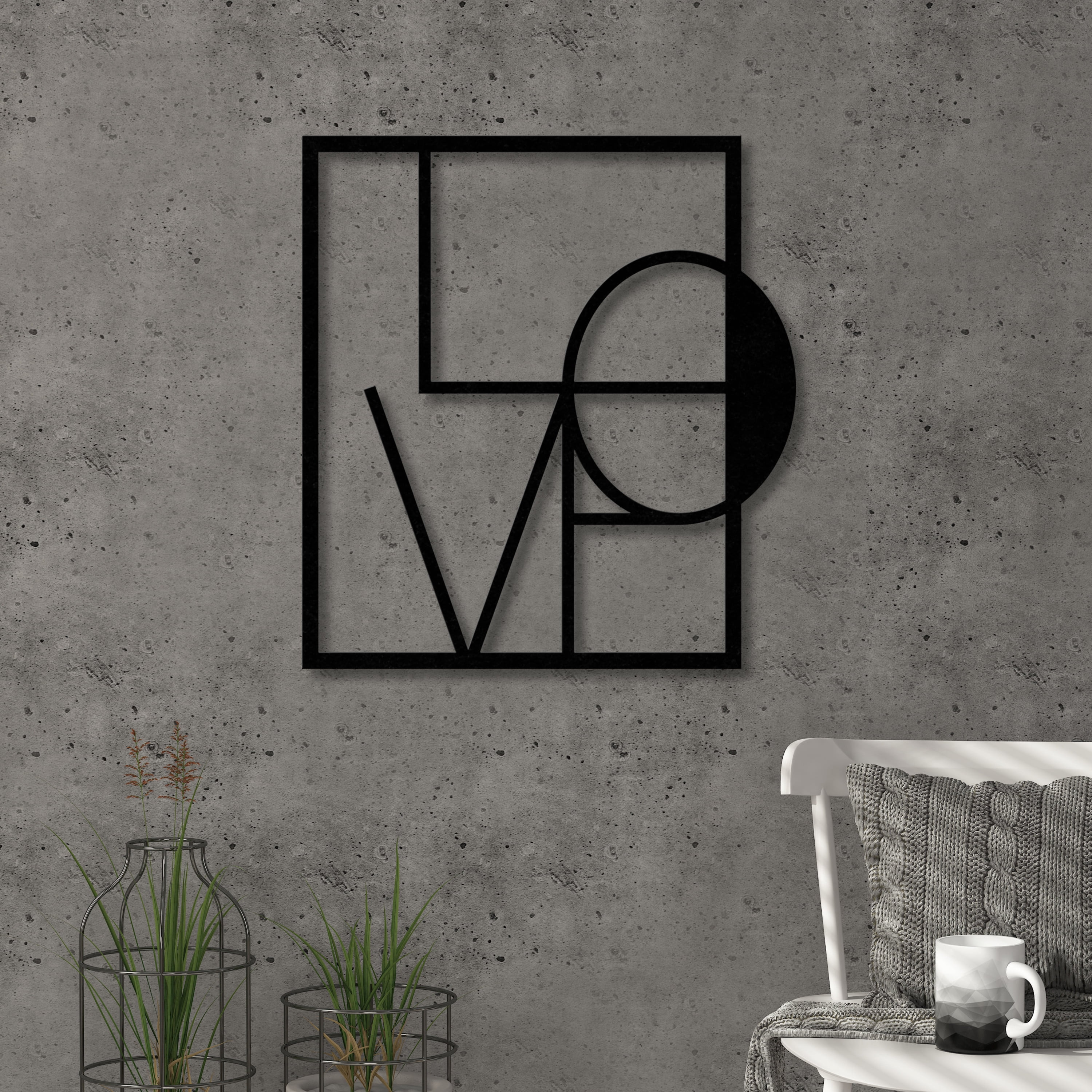 Ada Home Decor Love Squared Modern Metal Wall Art