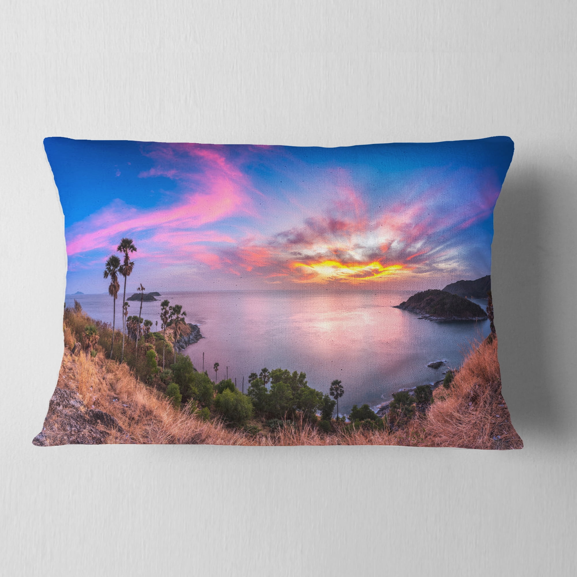 Designart Promthep Cape Best Phuket View Point - Seashore Throw Pillow - 12x20