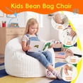 thumbnail image 2 of Fulsmile 2.5Ft Bean Bag Chair for Kids with Memory Foam Filling, Kid Cozy Plush Chair Detachable Soft Cover for Bedroom Living Room Play Room, Stripe White, 2 of 8