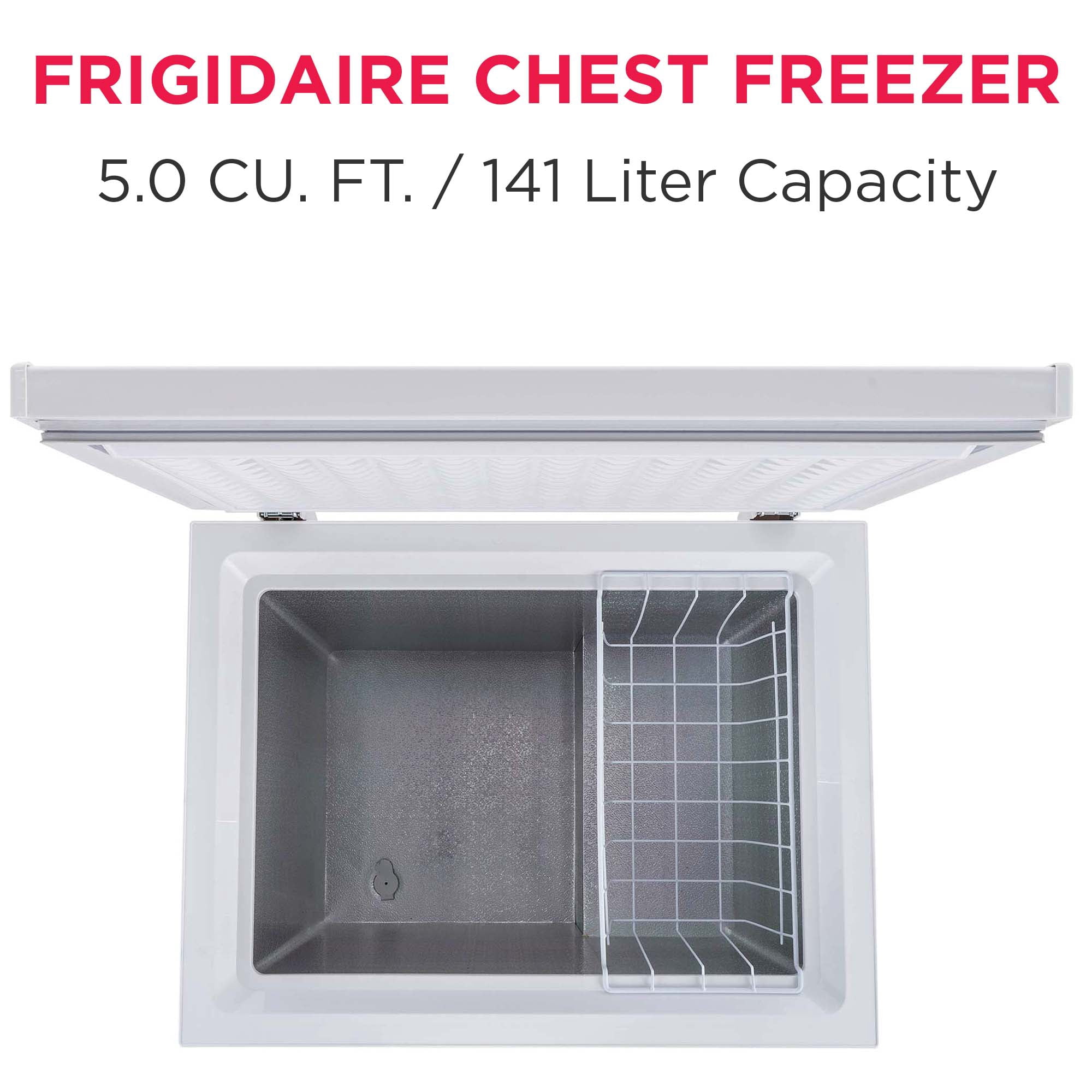 Frigidaire 5.0 Cu. ft. Garage Ready Chest Freezer, Compact Deep Freezer for Garage, Kitchen, Apartment, White