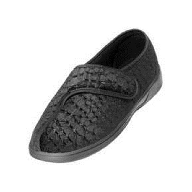 Silvert's Silverts 100100104 Skid Resistant Women Extra Wide Slippers, Black Size 8