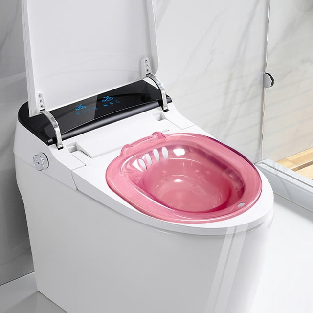 Lavabo para Asiento de Inodoro para Personas Mayores, Baño de Asiento para Mujeres, Lavabo para Asiento de Baño, Accesorios Multifuncionales, Antidesl Rosa