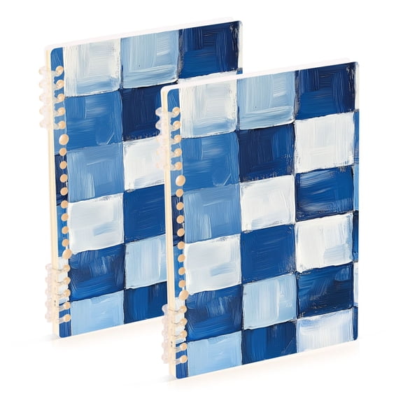 FORMRS 1-Subject Spiral Notebook 8" x 5" College Ruled 60 Refillable Sheet, 2 Pack, Blue and Gray Plaid Pattern