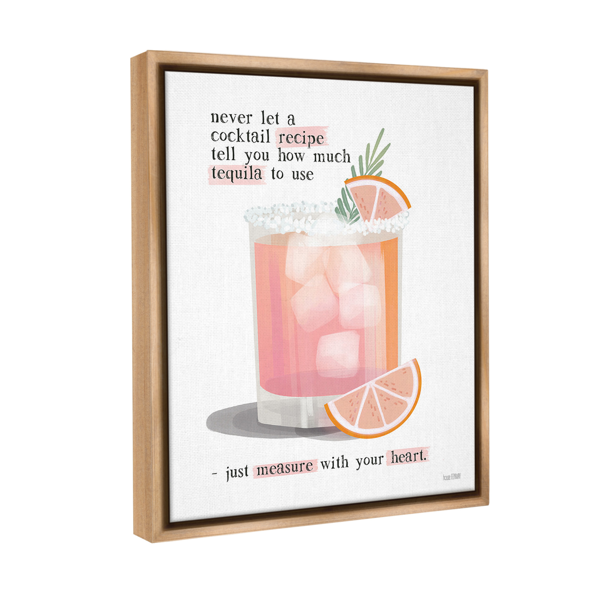 Stupell Industries Measure With Your Heart Food & Beverage Painting Brown Floater Framed Canvas Art Print Wall Art, 25 x 31