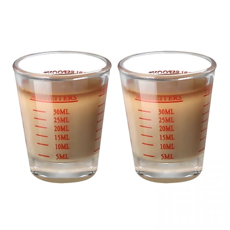 GJX Shot Glasses Measuring Cup Espresso Shot Glass Liquid Heavy Wine 2 Pack 26-Incremental Measurement 1Oz,6 Tsp,2 Tbs,30Ml (2 Pack-Red)