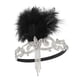 thumbnail image 2 of Diadema estilo flapper, accesorio retro para disfraz, diadema con plumas de diamantes de imitación y temática de los años 20. Negro, 2 of 7