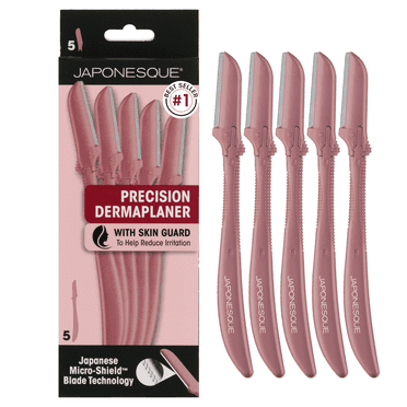 Japonesque Precision Dermaplaner 5 Pack, Women's Metal Facial Razor for Precision Hair Removal