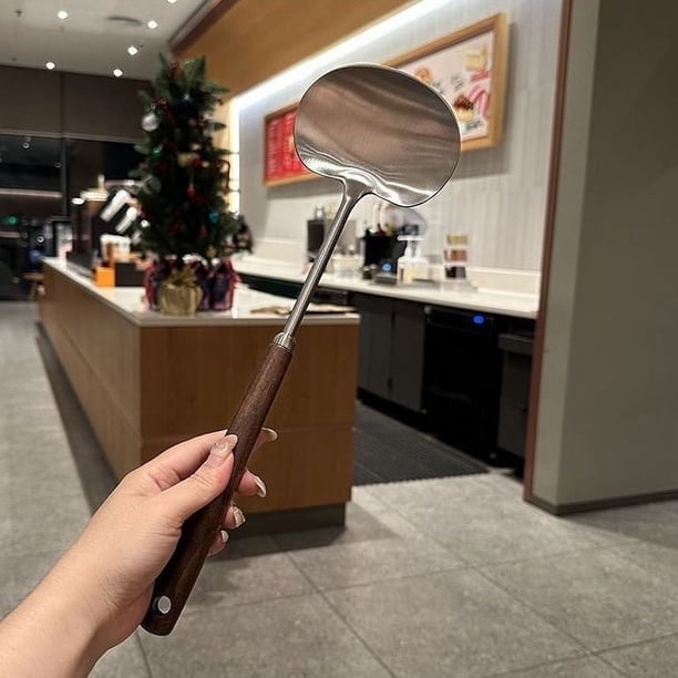 Espátula de nogal de acero inoxidable | Pequeña herramienta de cocina con mango de nogal | Diseño visual único | Utensilio decorativo de cocina | Regalo de chef a domicilio | 1 Pieza | Tamaño