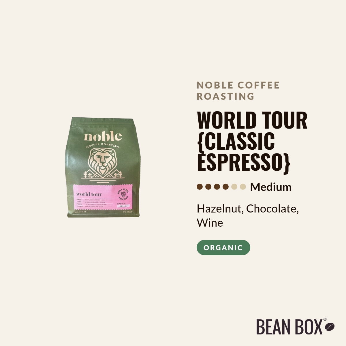 World Tour Classic Espresso - Roasted by Noble Coffee Roasting - Whole Bean Coffee - 5lb Bag
