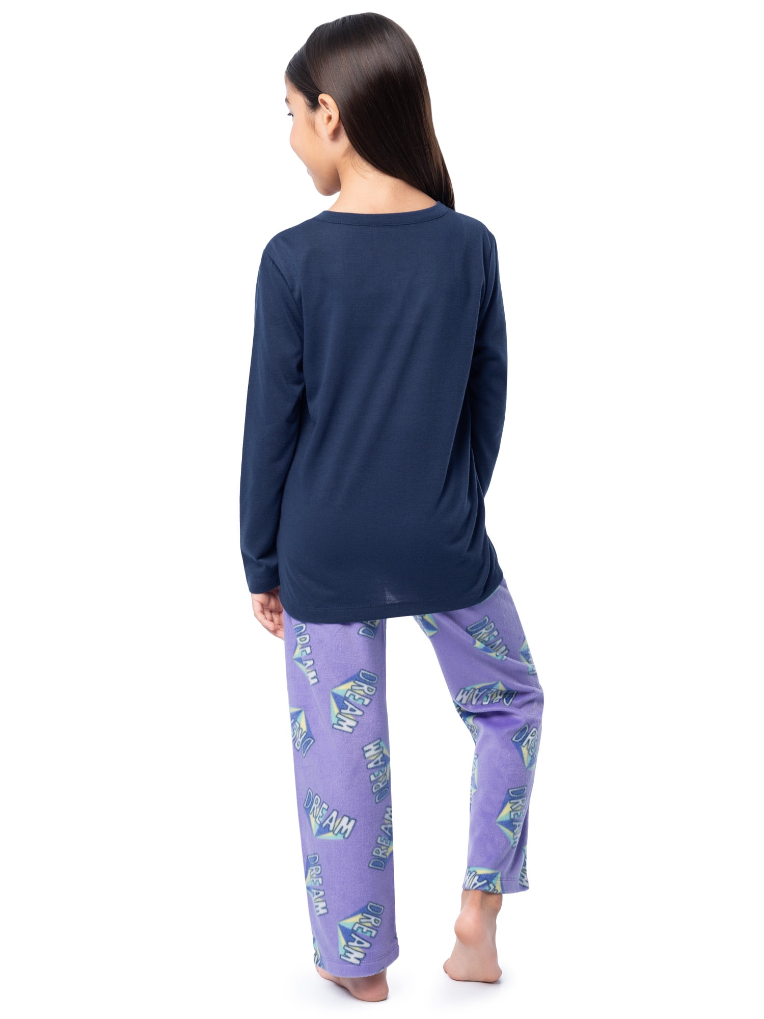 Fruit of the Loom Girl's Long Sleeve Fleece Pajama Set, 2-Piece, Sizes 4-16