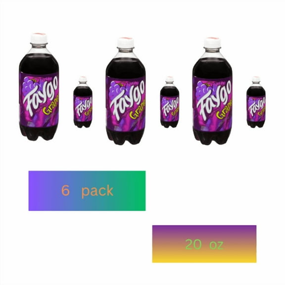 Faygo Grape Soda, 20 fl oz Bottles, 6 Pack – Caffeine-Free Soft Drink with Bold Grape Flavor