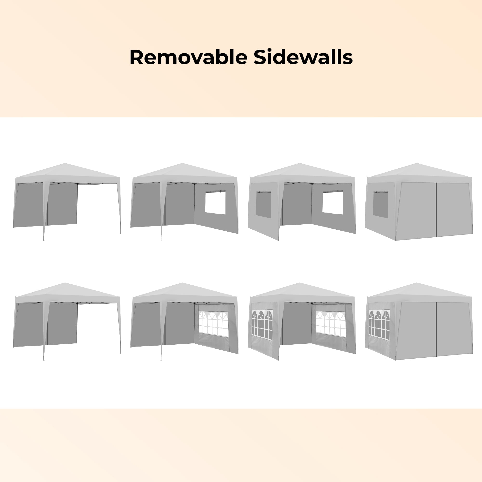 Pop Up Canopy Tent 10x10, Instant Outdoor Gazebo with Removable Sidewalls, Portable Shade Shelter with 4 Sand Bags & Carry Bag for Patio, Party, Beach, Camping, Gray