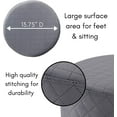 thumbnail image 6 of BirdRock Home Round Velvet Ottoman Foot Stool with Lattice - Grey, 6 of 9