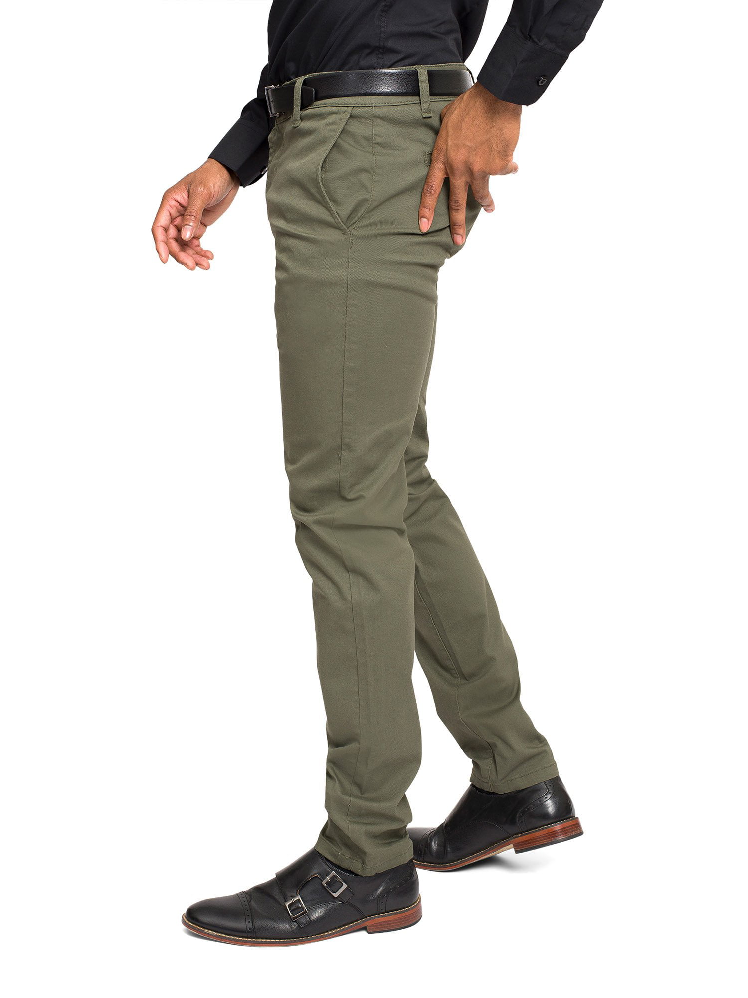 Victorious Men's Basic Casual Slim Fit Stretch Chino Pants DL1250 - Olive -  30/32