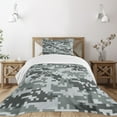 thumbnail image 3 of Ambesonne Camo Quilted Bedspread Set 2 Pcs, Pixel Effect Digital Grey, Twin Size, Grey Pale Grey Grey, 3 of 6