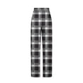 thumbnail image 3 of miqiqism Womens Pajama Pants Plaid Stretch Comfy Lounge Pant Drawstring Sleep Bottoms with Pockets Loose Straight Leg Pants Waist Elastic Trousers Pj Pant,Black,X-Large, 3 of 4
