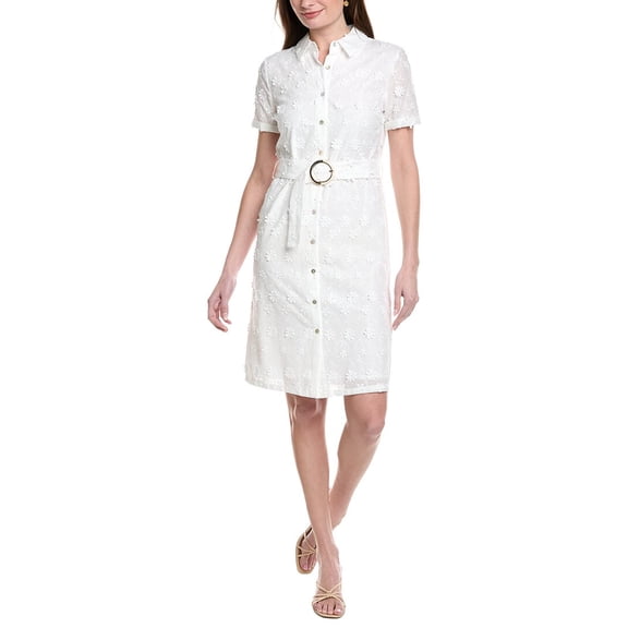 Nanette Nanette Lepore womens Short Sleeve Maxi Shirtdress, 4, White