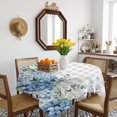thumbnail image 3 of Blue Flower Table Cloth Waterproof Tablecloths, Grey Plaid Hydrangeas Eucalyptus Leaves Tablecloth Dining Table Cover for Kitchen Party Tabletop Outdoor, Square Tablecloth 60x60 Inch, 3 of 9