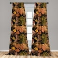 thumbnail image 4 of Ambesonne Tropical Curtains, Palm Jungle Exotic Foliage, Pair of 28"x63", Burnt Orange and Earth Yellow, 4 of 5