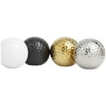 thumbnail image 4 of DecMode Multi Colored 4" Geometric Metallic Small Ceramic Orbs & Vase Filler with Hammered Details (4 Count), 4 of 8