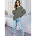 thumbnail image 3 of Women'S Oversized Sweater Autumn Fashion Trendy Batwing Sleeve Colorblock Striped Knit Pullover Olive Color XXXL, 3 of 4