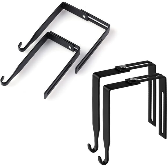 4pcs Adjustable Cubicle Hangers, Metal Cubicle Hooks for Hanging Over The Door Mirror Hooks Universal Partition Hanger Set, Fit Panels with 1 3/8" to 3 1/2" Thickness (Black)