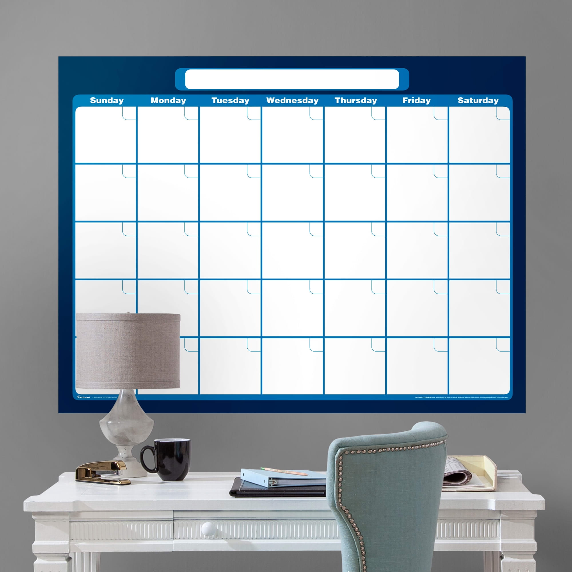 Fathead Dry Erase One Month Calendar (Navy / Royal Blue) Giant