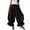 Black, variant on Women's High Waist Balloon Harem Pants - Elastic Waist Ruffle Hem Wide Leg Cropped Casual Lounge Pants Beige L