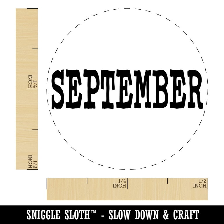 September Month Calendar Fun Text Self-Inking Rubber Stamp Ink Stamper -  Red Ink - Mini 1/2 Inch 