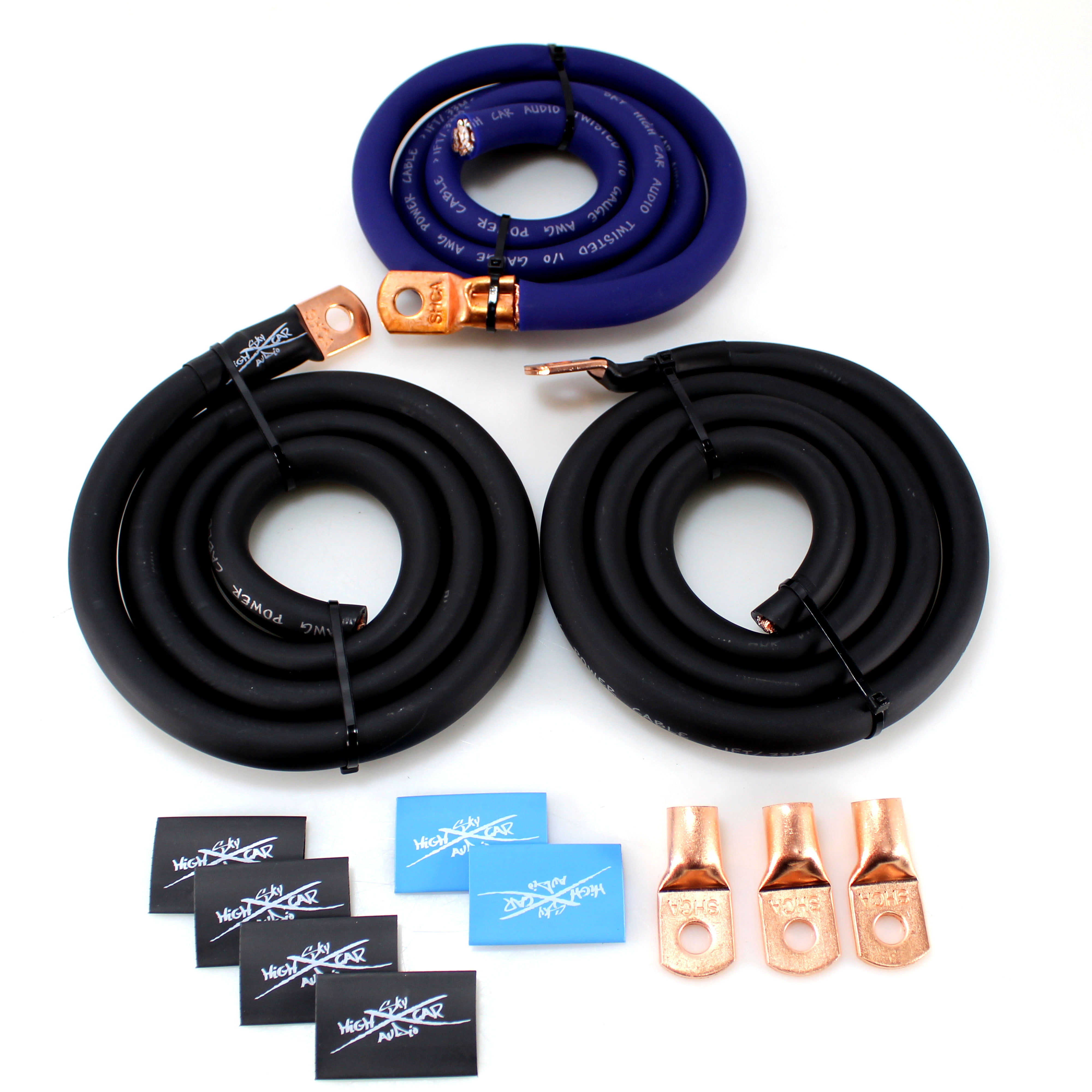 Sky High Car Audio BIG 3 Battery Upgrade Kit CCA 0 Ga Blue Power Black