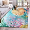 thumbnail image 3 of Ocean Shell Area&nbsp;Rug 3x5ft Vintage Nautical Watercolor Colorful Seashell Coral Seaweed Non-Slip&nbsp;Washable Square&nbsp;Rugs Soft Felt Indoor Floor Mat for Bedroom Kitchen Living Room Bathroom, 3 of 9