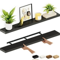 Ballucci 55" Floating Shelves for Wall, 2-Pack with Invisible Brackets, 6" Deep, Black